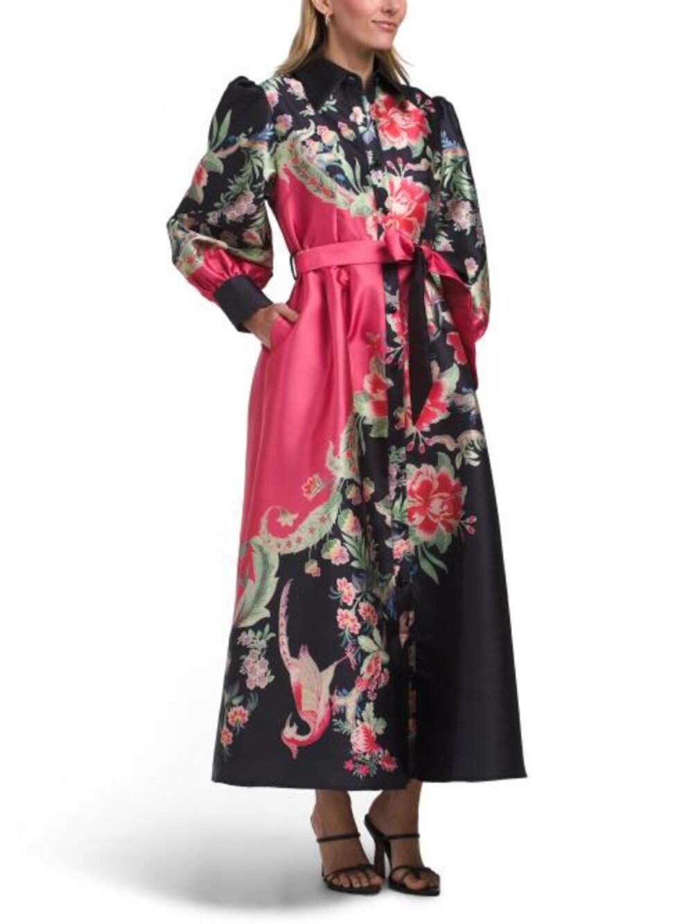 NANCY YANG Belted Mikado Gown